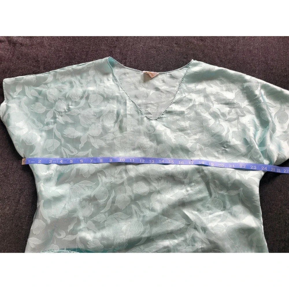 Vintage 70s‎ Tulip Flower Nightgown Teal Baby Blue Short Babydoll Volup 2X XL